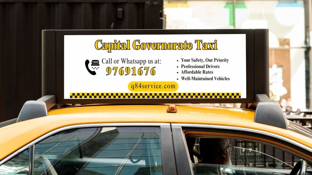 Experience reliable, comfortable airport transfers and local rides with Q8 Taxi Service's Capital Governorate Taxi for all your transportation needs.